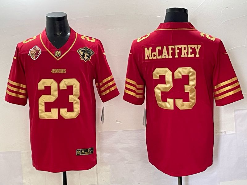 Men San Francisco 49ers #23 Mccafrey Red 75th Nike Limited NFL 2025 Jersey style 04->san francisco 49ers->NFL Jersey
